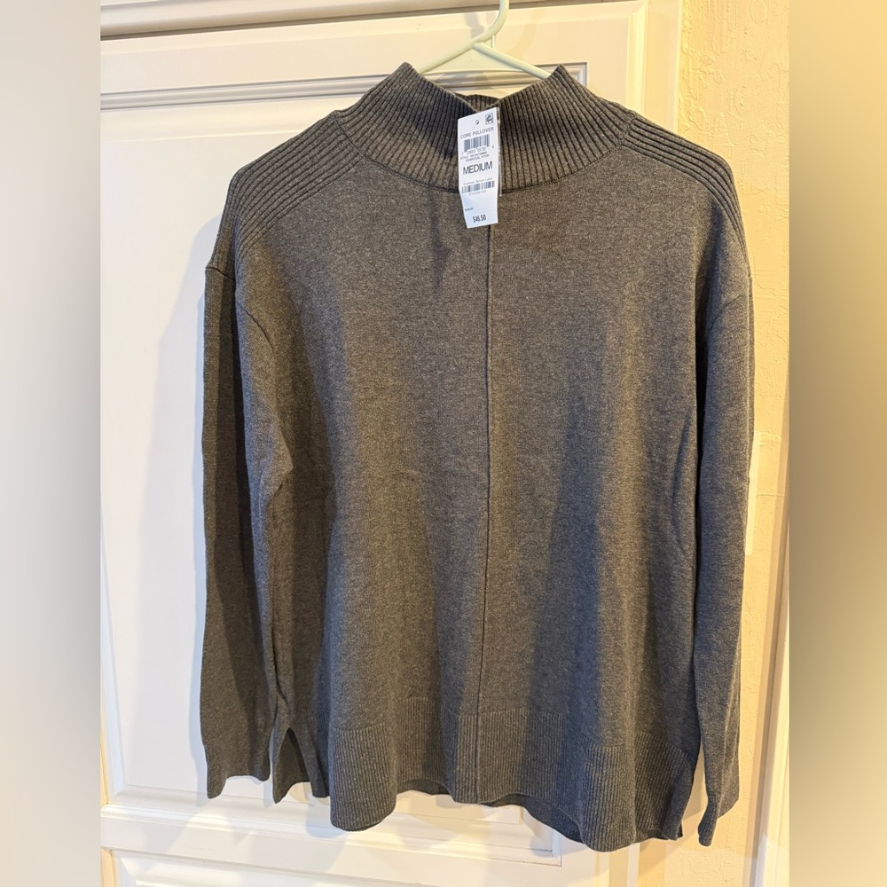 Karen Scott Charcoal Mock Neck Knit Sweater NWT Size M